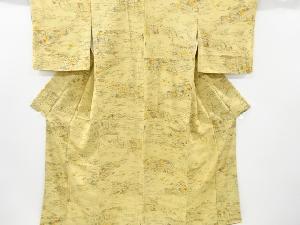 リサイクル　型染家屋に時代人物模様小紋着物